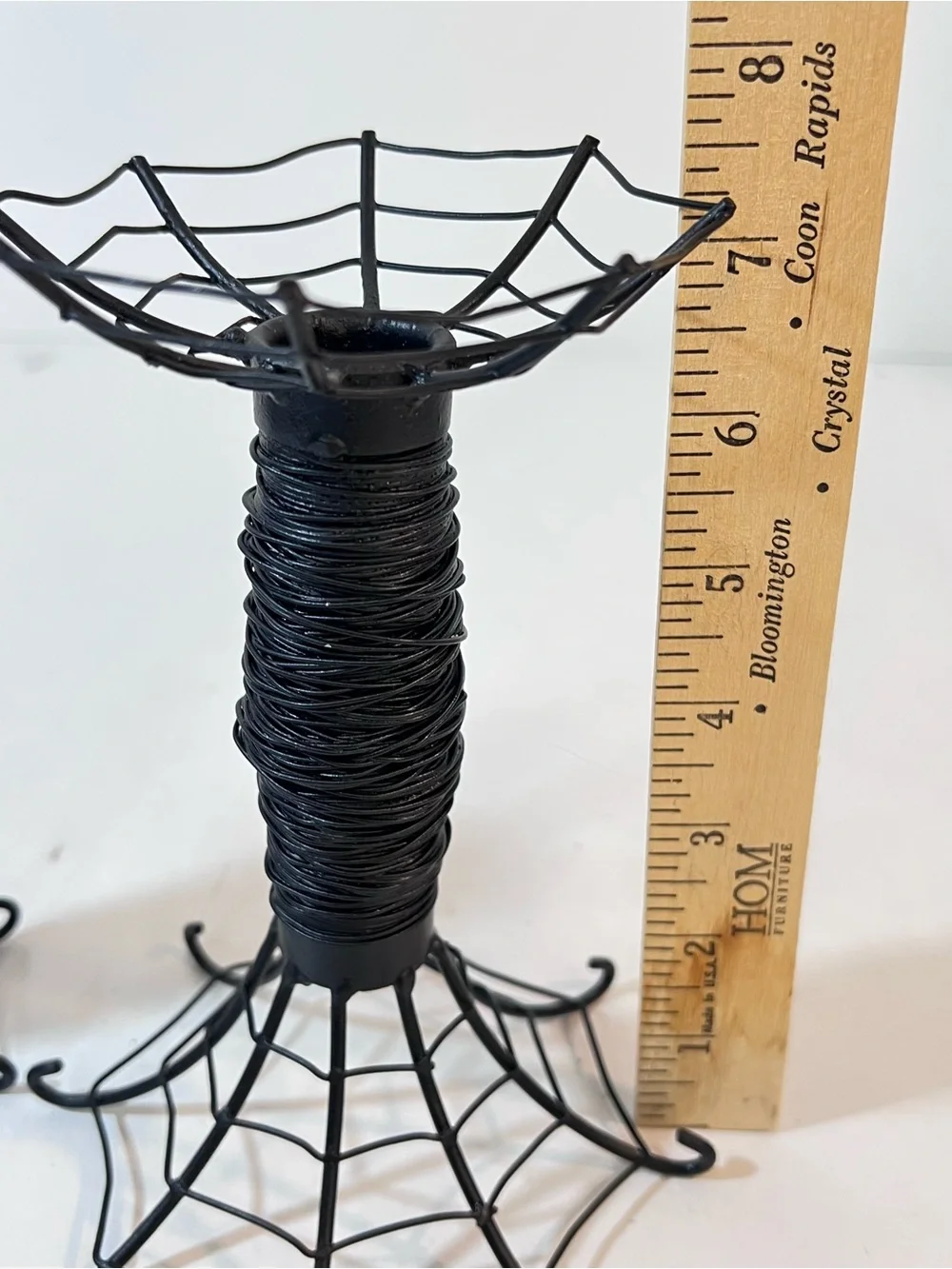 Pair of Black Metal Spider Web Halloween Taper Candle Holders